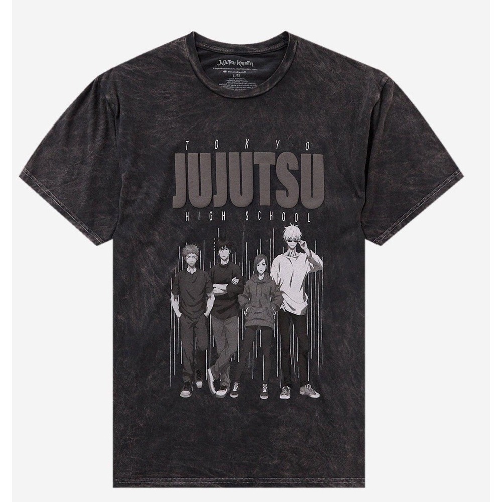 Jujutsu Kaisen First Years Puff Print Dark Wash T-Shirt NWT Size XXL